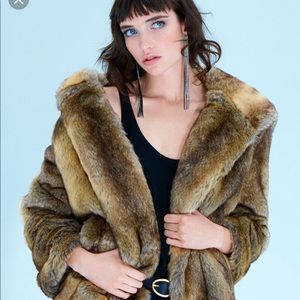 Zara Faux Fur Coat with Hood / Holiday Edition